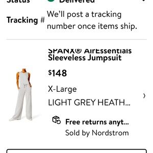 Spanx XL grey jumpsuit air essentials worn once wide leg
